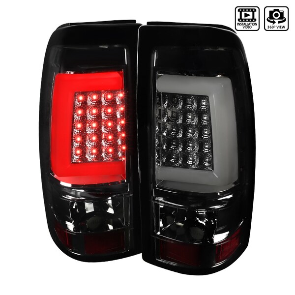 Spec-D Tuning 03-07 Chevrolet Silverado LED Bar Tail Lights- Smoke LT-SIV03GLED-G2-TM - main